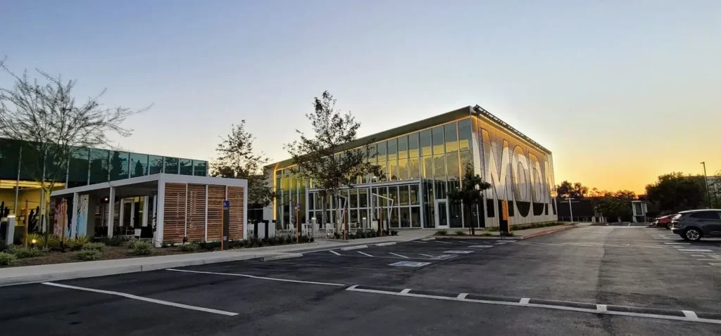 Business center in San Diego, California with custom shading by Skyco.