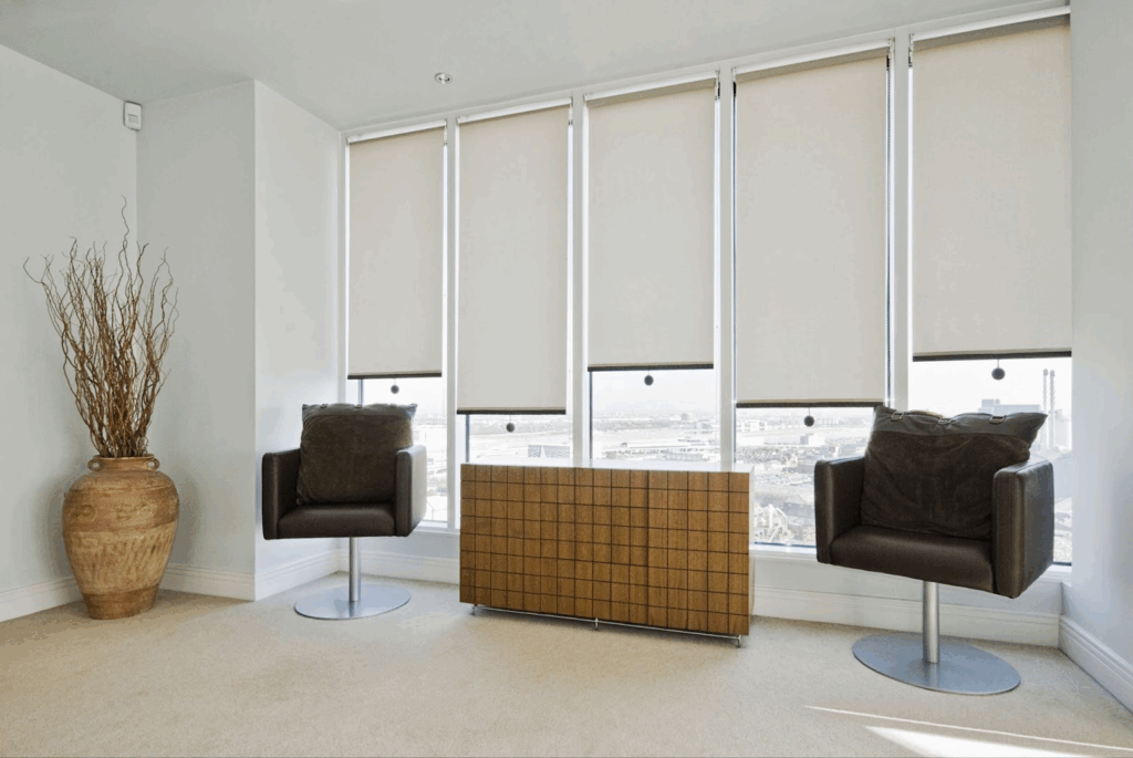 Custom roller shades with smart home integrations.