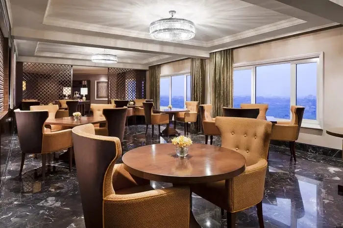 Lounge at the Palace club – drapery designed by BTX.