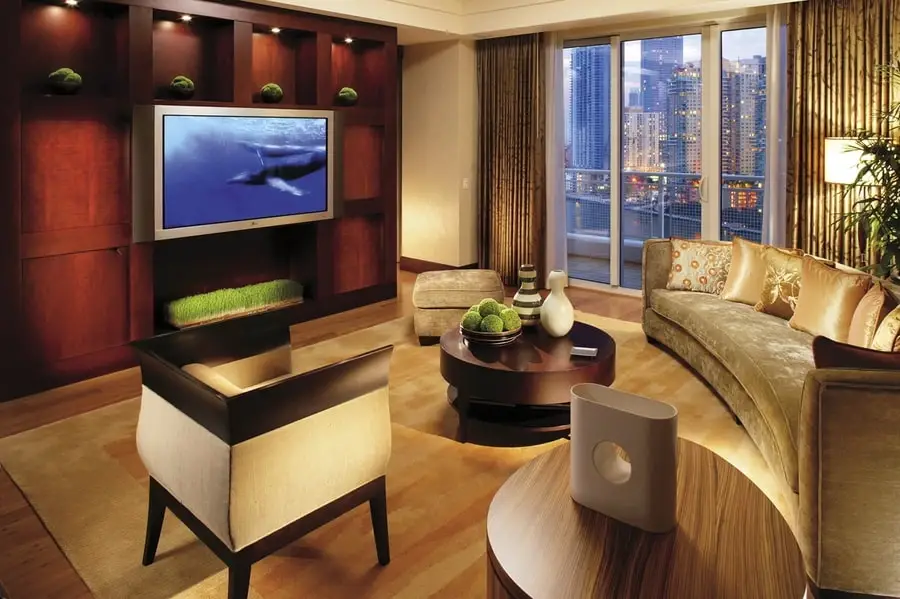 BTX worked with the Mandarin Hotel to provide custom living room drapery.